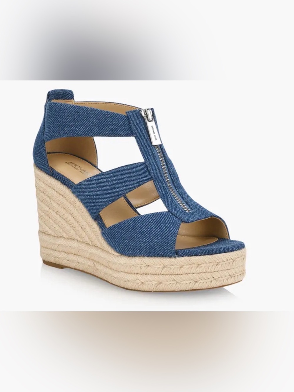 Michael Kors Etta Denim Wedge Espadrille Sandals Size 8.5 BNWOT